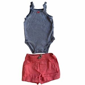 Carters Baby Girls Stripped Bodysuit And Short Set Size 3M
